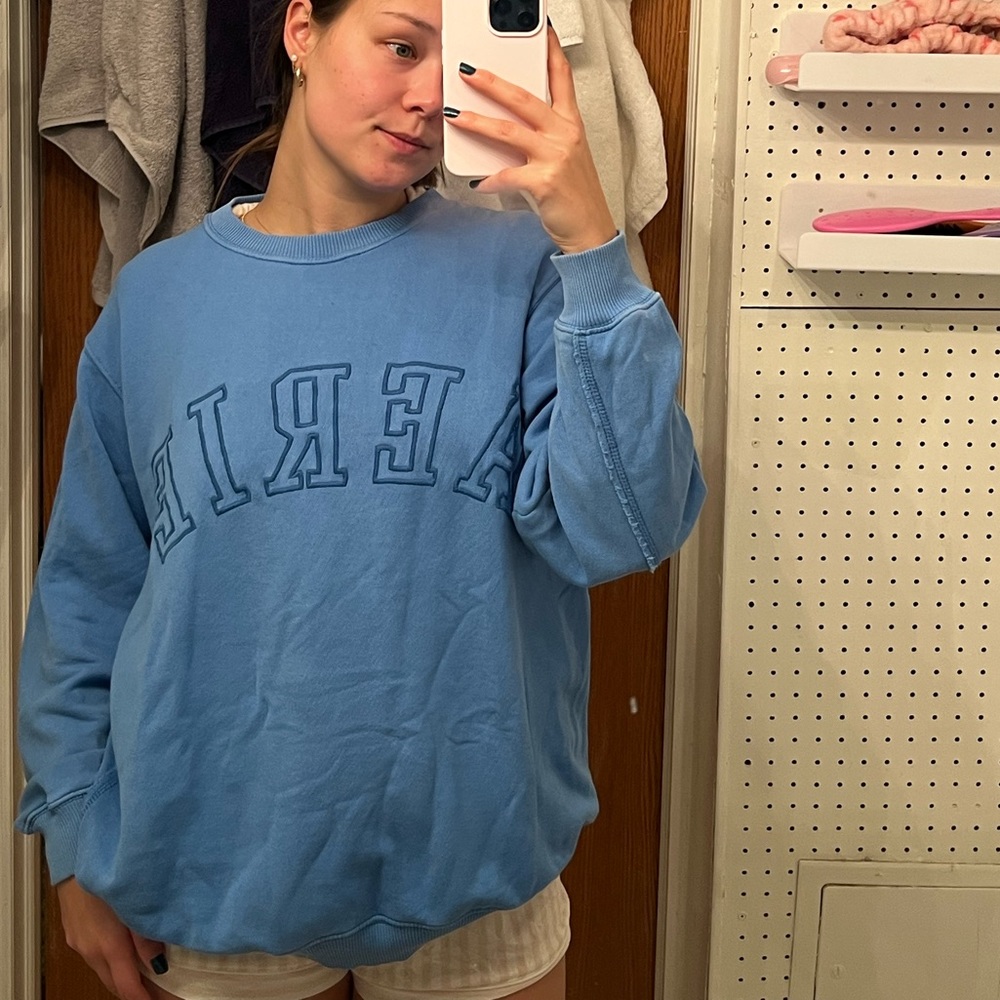 Aerie logo blue crewneck hoodie/sweatshirt